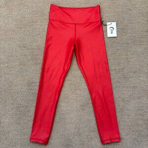 NEW ZIYA Active Red Metallic Light n Tight Hi-Rise 7/8 24" Size (6-8)